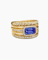 Stax Statement Ring in 18K Yellow Gold with Tanzanite and Diamonds, 22mm